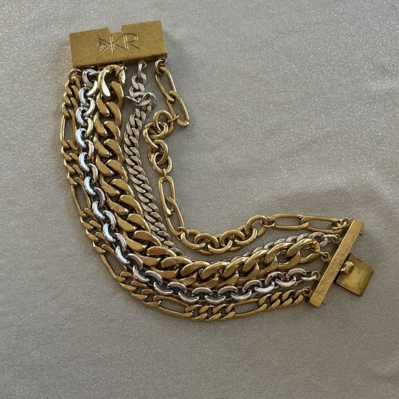 Silpada KR Tough Luxe Multi Chain Bracelet Brass & Silver with Box Clasp - Picture 2 of 4